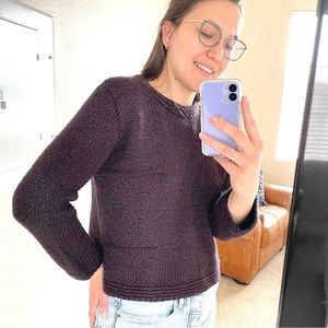 Vintage Plum Multicolor Wool Blend Crop Sweater